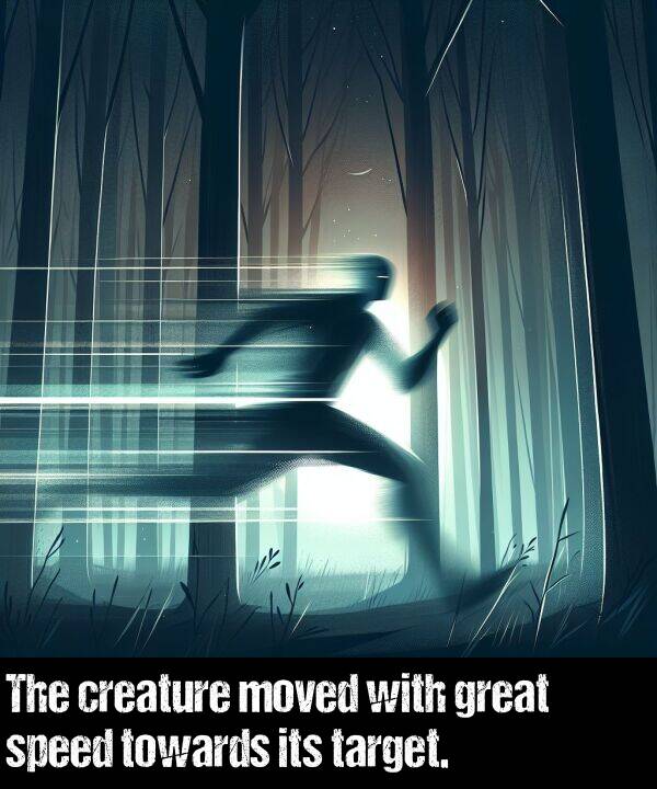 its: The creature moved with great speed towards its target.