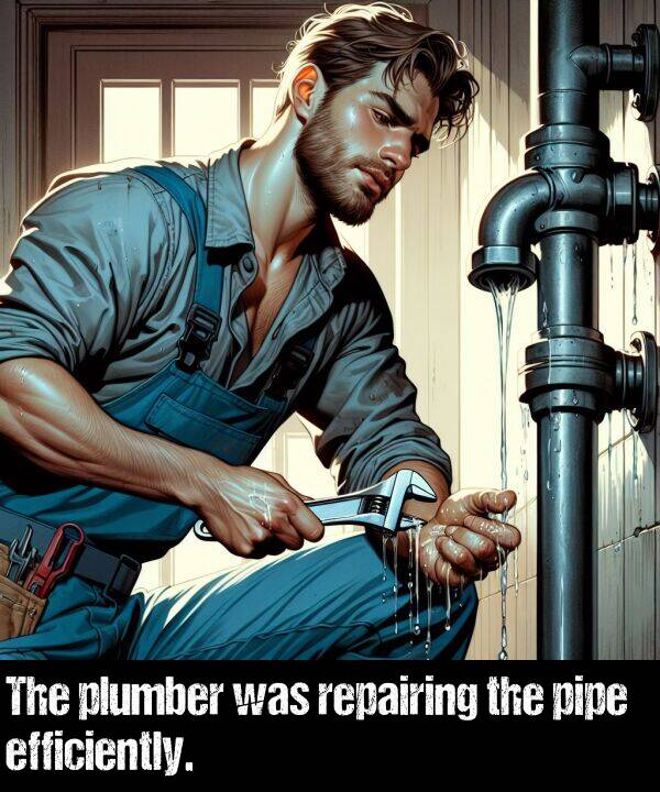 plumber: The plumber was repairing the pipe efficiently.