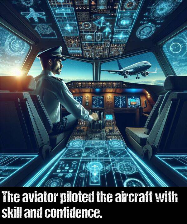 aircraft: The aviator piloted the aircraft with skill and confidence.