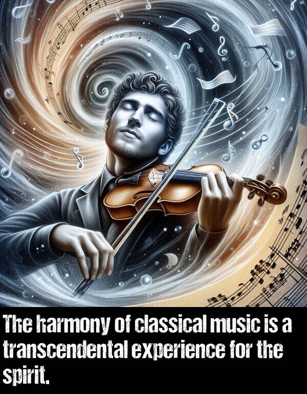 music: The harmony of classical music is a transcendental experience for the spirit.