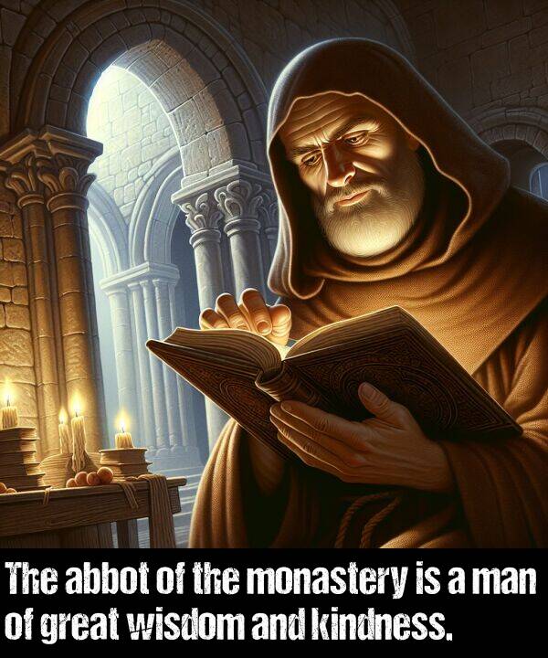 man: The abbot of the monastery is a man of great wisdom and kindness.