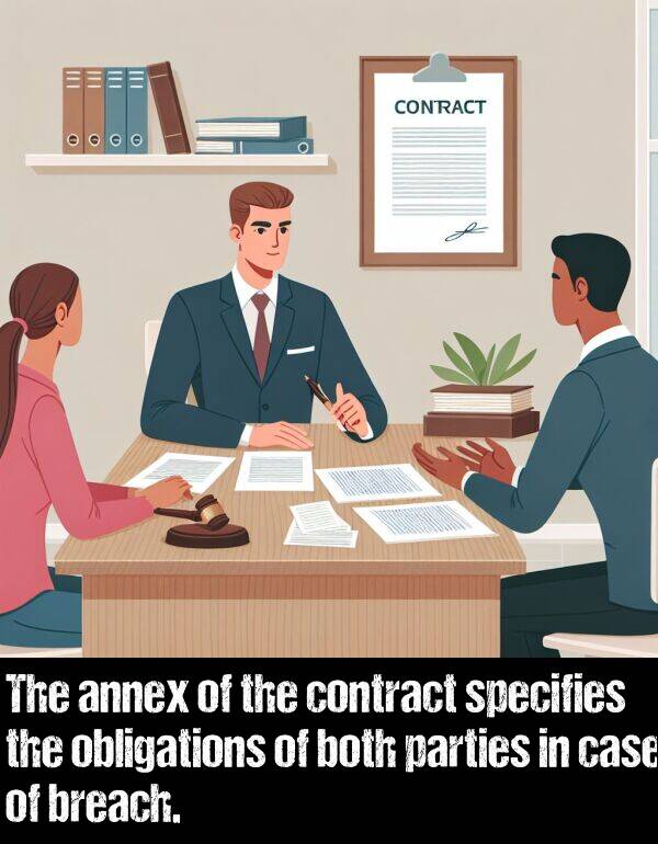 both: The annex of the contract specifies the obligations of both parties in case of breach.