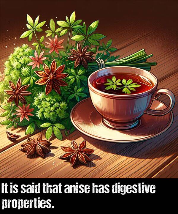 that: It is said that anise has digestive properties.