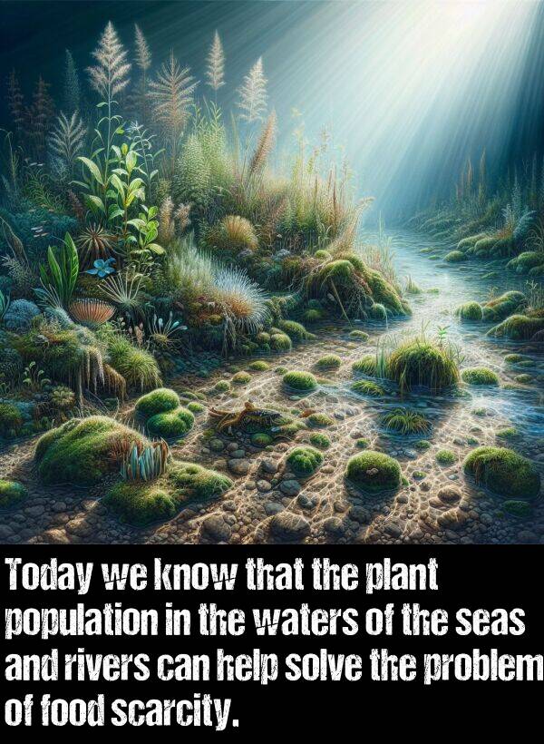 solve: Today we know that the plant population in the waters of the seas and rivers can help solve the problem of food scarcity.