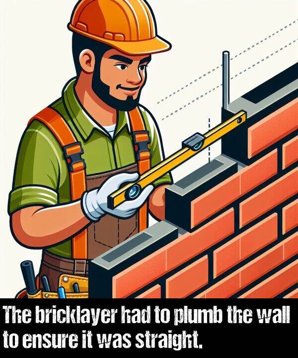 ensure: The bricklayer had to plumb the wall to ensure it was straight.