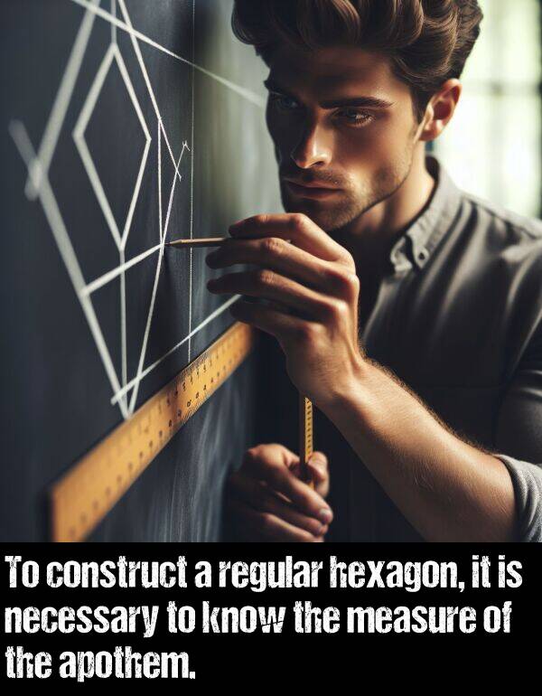 measure: To construct a regular hexagon, it is necessary to know the measure of the apothem.