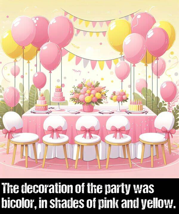 decoration: The decoration of the party was bicolor, in shades of pink and yellow.