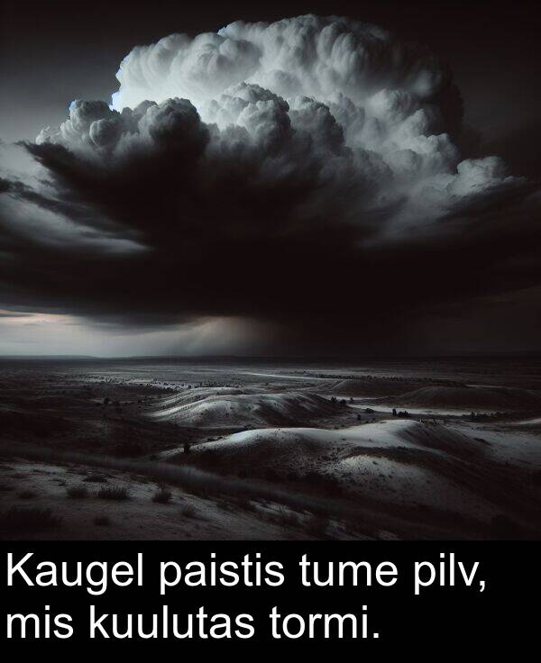 paistis: Kaugel paistis tume pilv, mis kuulutas tormi.