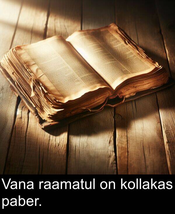 raamatul: Vana raamatul on kollakas paber.