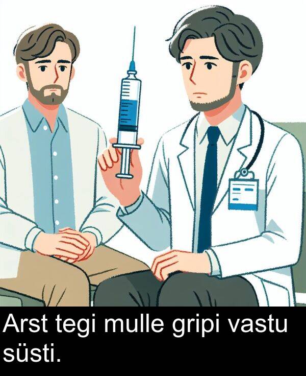 vastu: Arst tegi mulle gripi vastu süsti.