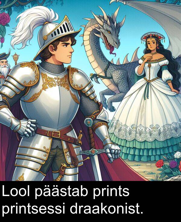 päästab: Lool päästab prints printsessi draakonist.