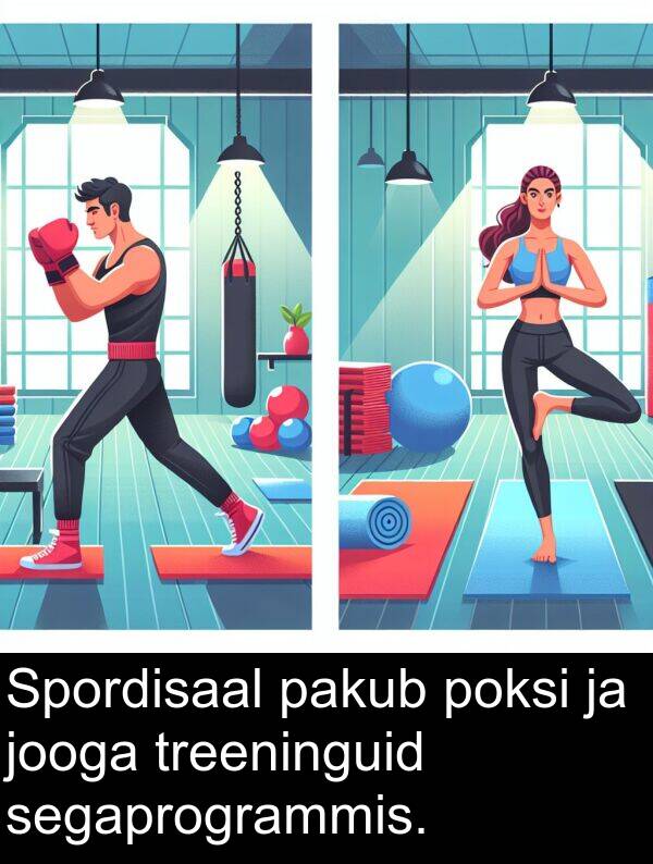 pakub: Spordisaal pakub poksi ja jooga treeninguid segaprogrammis.