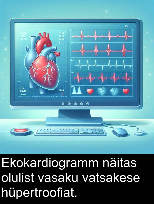 olulist: Ekokardiogramm näitas olulist vasaku vatsakese hüpertroofiat.