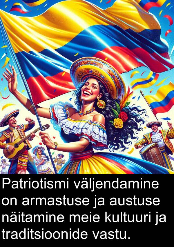 vastu: Patriotismi väljendamine on armastuse ja austuse näitamine meie kultuuri ja traditsioonide vastu.