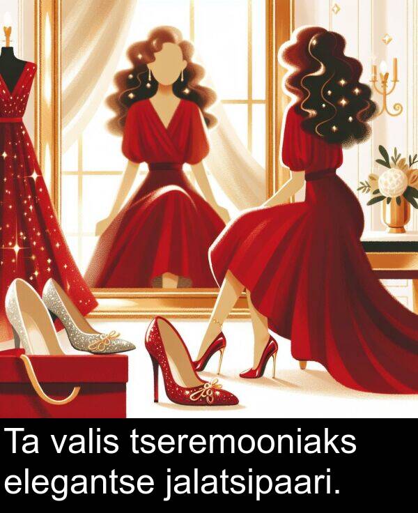 elegantse: Ta valis tseremooniaks elegantse jalatsipaari.