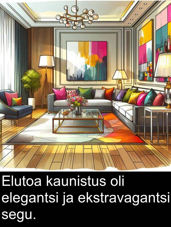 elegantsi: Elutoa kaunistus oli elegantsi ja ekstravagantsi segu.