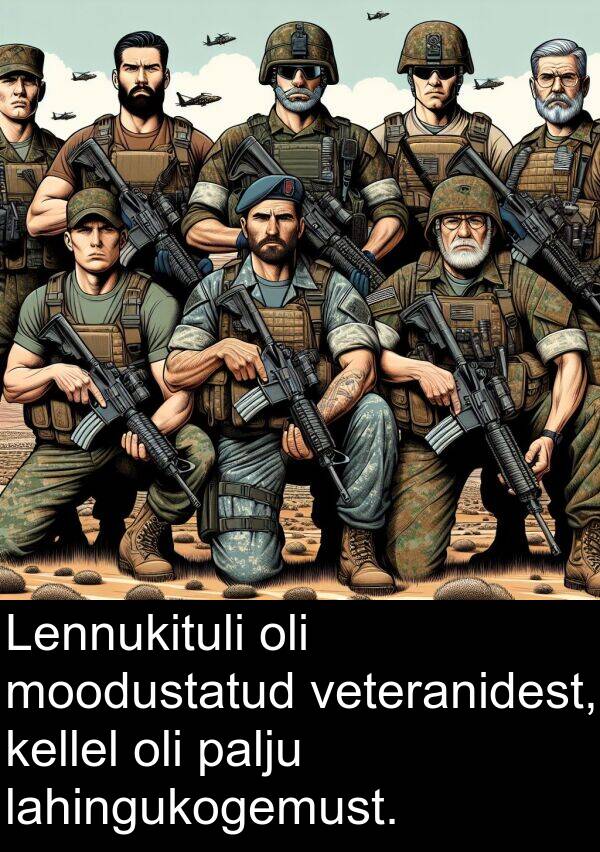 kellel: Lennukituli oli moodustatud veteranidest, kellel oli palju lahingukogemust.