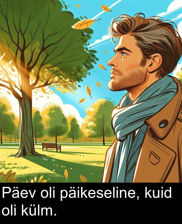 oli: Päev oli päikeseline, kuid oli külm.