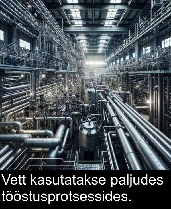 paljudes: Vett kasutatakse paljudes tööstusprotsessides.