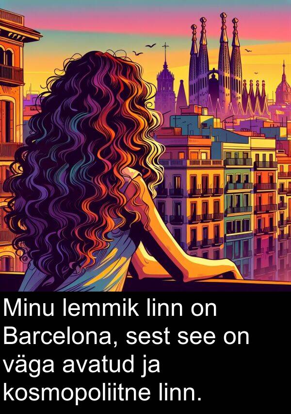 linn: Minu lemmik linn on Barcelona, sest see on väga avatud ja kosmopoliitne linn.