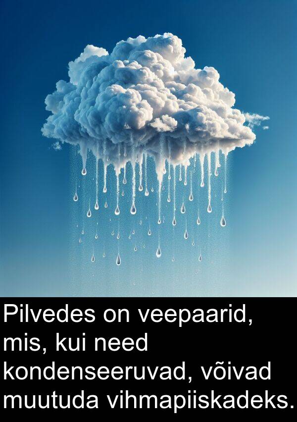 need: Pilvedes on veepaarid, mis, kui need kondenseeruvad, võivad muutuda vihmapiiskadeks.