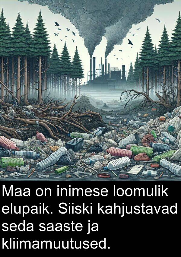 inimese: Maa on inimese loomulik elupaik. Siiski kahjustavad seda saaste ja kliimamuutused.