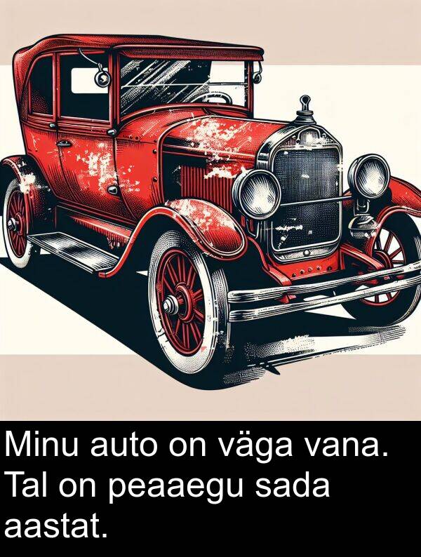 aastat: Minu auto on väga vana. Tal on peaaegu sada aastat.