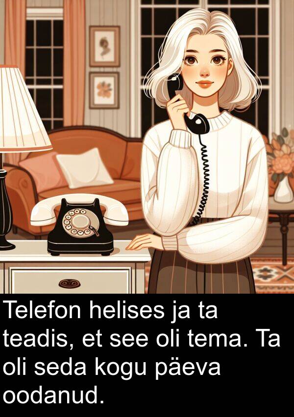 oodanud: Telefon helises ja ta teadis, et see oli tema. Ta oli seda kogu päeva oodanud.