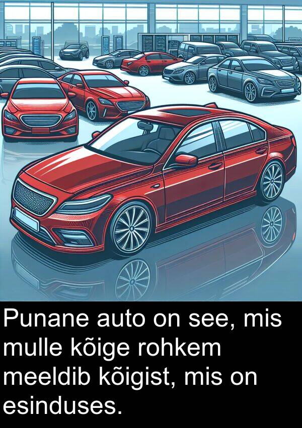 kõigist: Punane auto on see, mis mulle kõige rohkem meeldib kõigist, mis on esinduses.