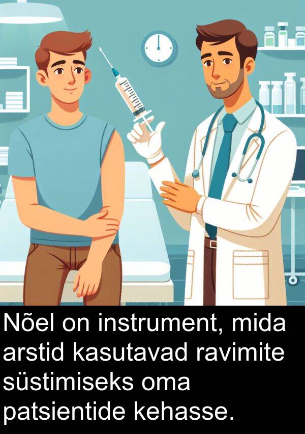 ravimite: Nõel on instrument, mida arstid kasutavad ravimite süstimiseks oma patsientide kehasse.