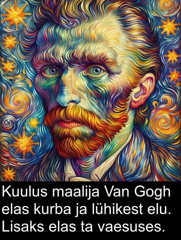 vaesuses: Kuulus maalija Van Gogh elas kurba ja lühikest elu. Lisaks elas ta vaesuses.