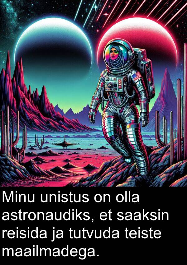 saaksin: Minu unistus on olla astronaudiks, et saaksin reisida ja tutvuda teiste maailmadega.