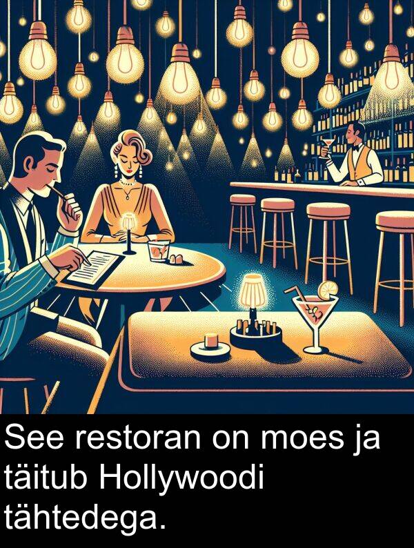 restoran: See restoran on moes ja täitub Hollywoodi tähtedega.