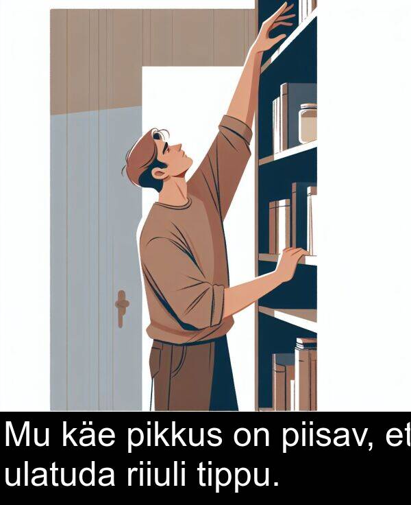 riiuli: Mu käe pikkus on piisav, et ulatuda riiuli tippu.