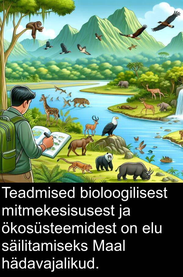 bioloogilisest: Teadmised bioloogilisest mitmekesisusest ja ökosüsteemidest on elu säilitamiseks Maal hädavajalikud.