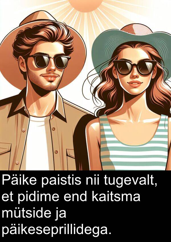 paistis: Päike paistis nii tugevalt, et pidime end kaitsma mütside ja päikeseprillidega.