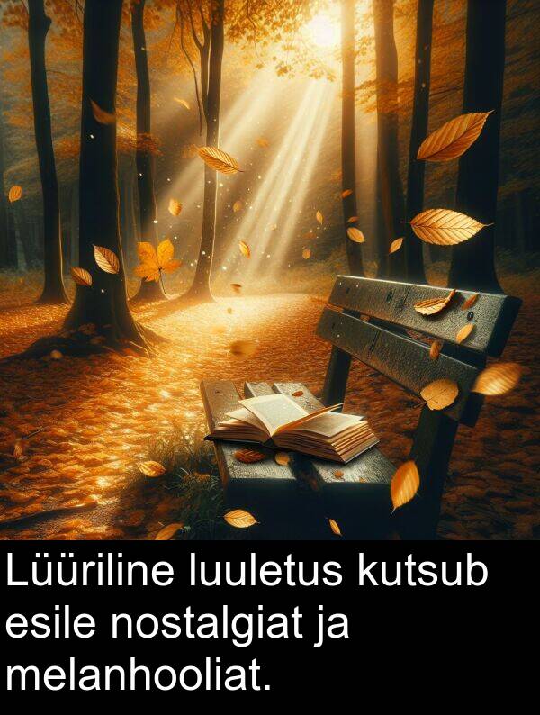 kutsub: Lüüriline luuletus kutsub esile nostalgiat ja melanhooliat.