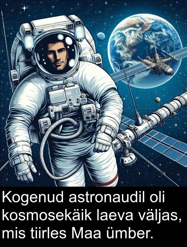 ümber: Kogenud astronaudil oli kosmosekäik laeva väljas, mis tiirles Maa ümber.