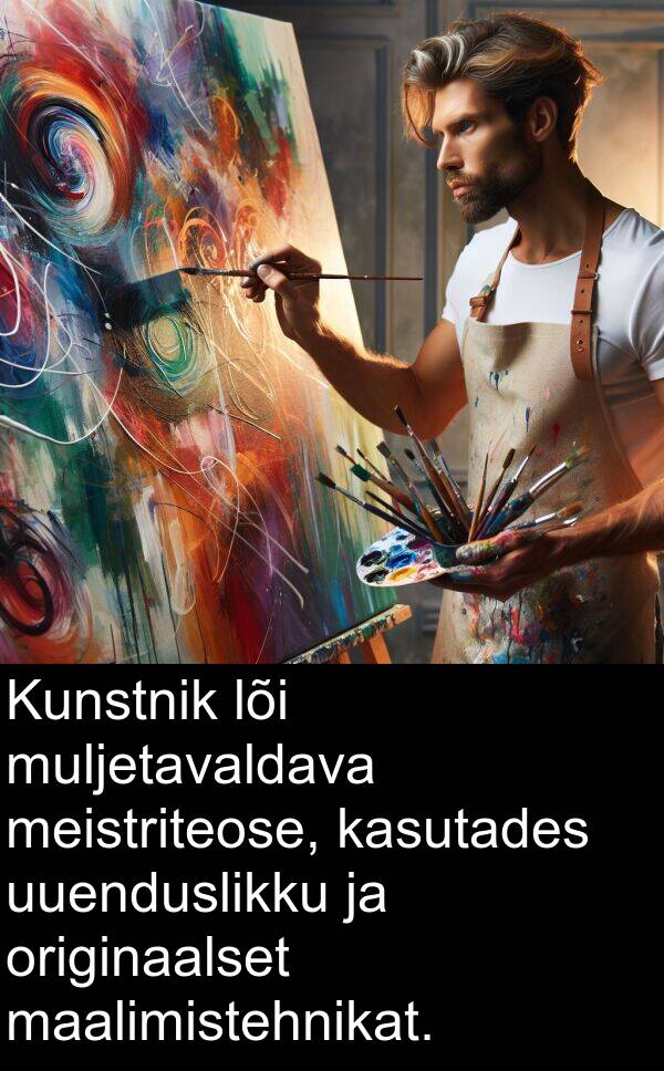 meistriteose: Kunstnik lõi muljetavaldava meistriteose, kasutades uuenduslikku ja originaalset maalimistehnikat.