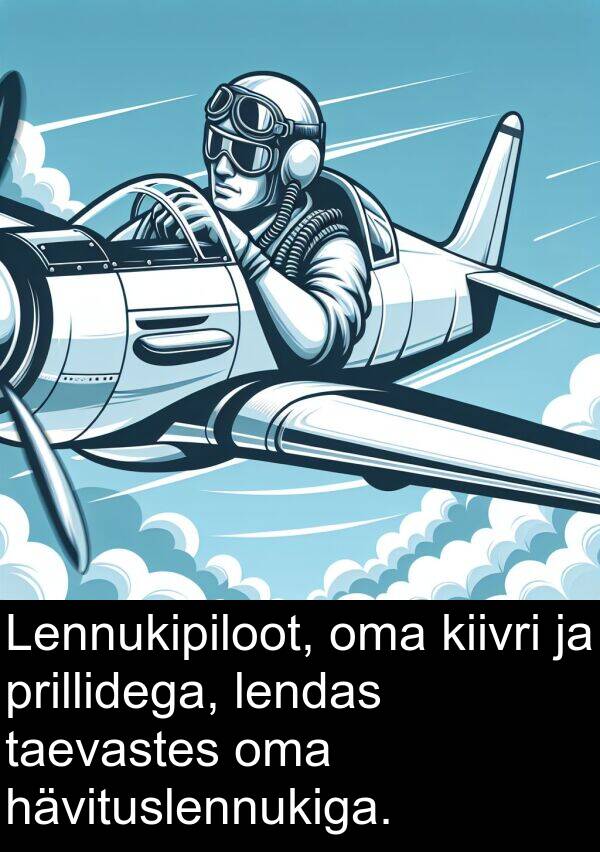 kiivri: Lennukipiloot, oma kiivri ja prillidega, lendas taevastes oma hävituslennukiga.