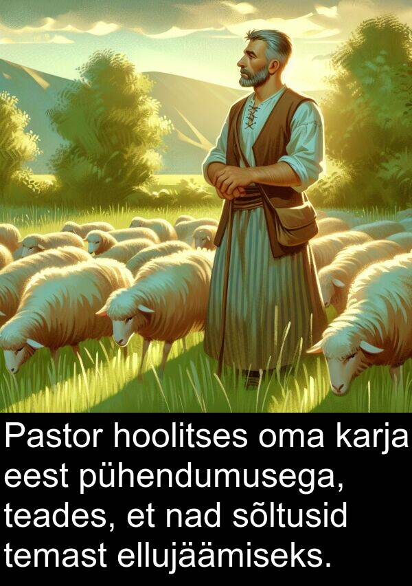 nad: Pastor hoolitses oma karja eest pühendumusega, teades, et nad sõltusid temast ellujäämiseks.