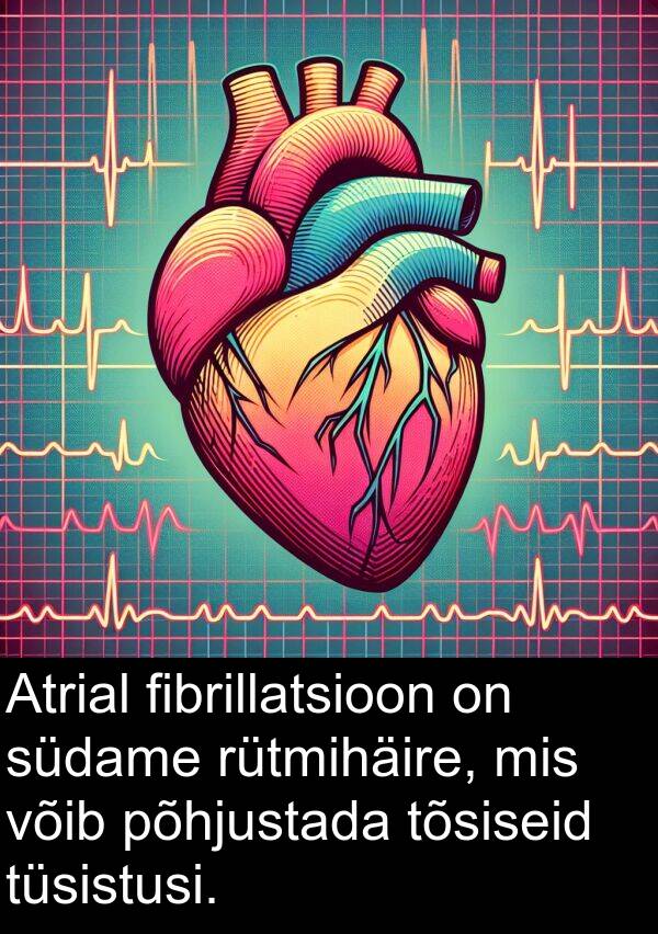 põhjustada: Atrial fibrillatsioon on südame rütmihäire, mis võib põhjustada tõsiseid tüsistusi.