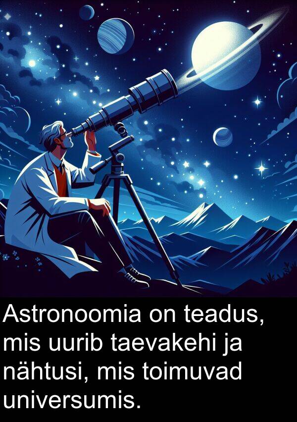 universumis: Astronoomia on teadus, mis uurib taevakehi ja nähtusi, mis toimuvad universumis.