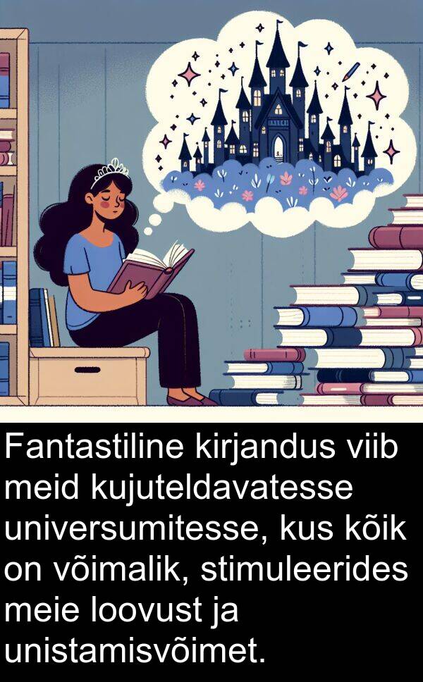 kirjandus: Fantastiline kirjandus viib meid kujuteldavatesse universumitesse, kus kõik on võimalik, stimuleerides meie loovust ja unistamisvõimet.