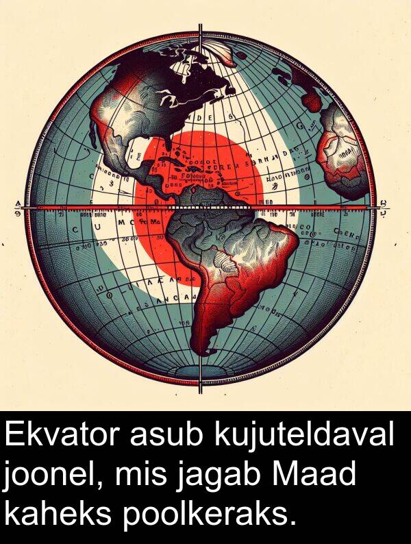 kaheks: Ekvator asub kujuteldaval joonel, mis jagab Maad kaheks poolkeraks.
