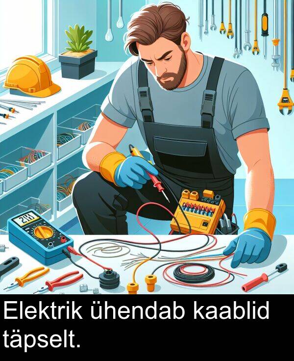 ühendab: Elektrik ühendab kaablid täpselt.