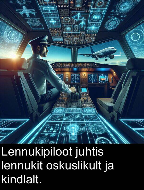 juhtis: Lennukipiloot juhtis lennukit oskuslikult ja kindlalt.