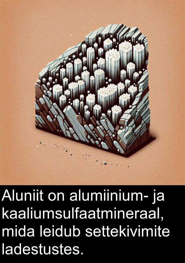 alumiinium: Aluniit on alumiinium- ja kaaliumsulfaatmineraal, mida leidub settekivimite ladestustes.