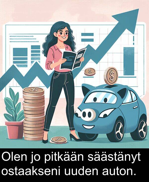 pitkään: Olen jo pitkään säästänyt ostaakseni uuden auton.