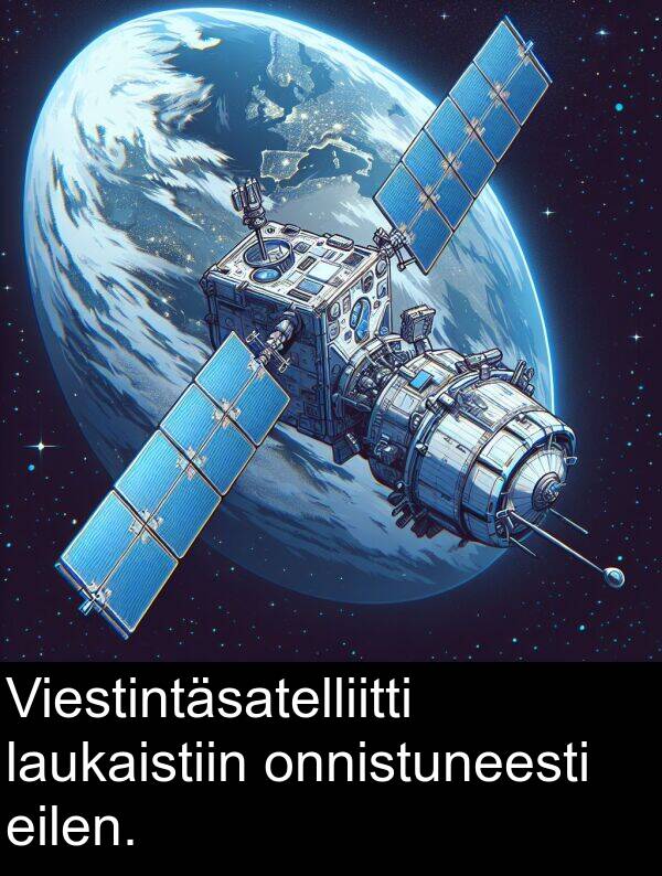 onnistuneesti: Viestintäsatelliitti laukaistiin onnistuneesti eilen.